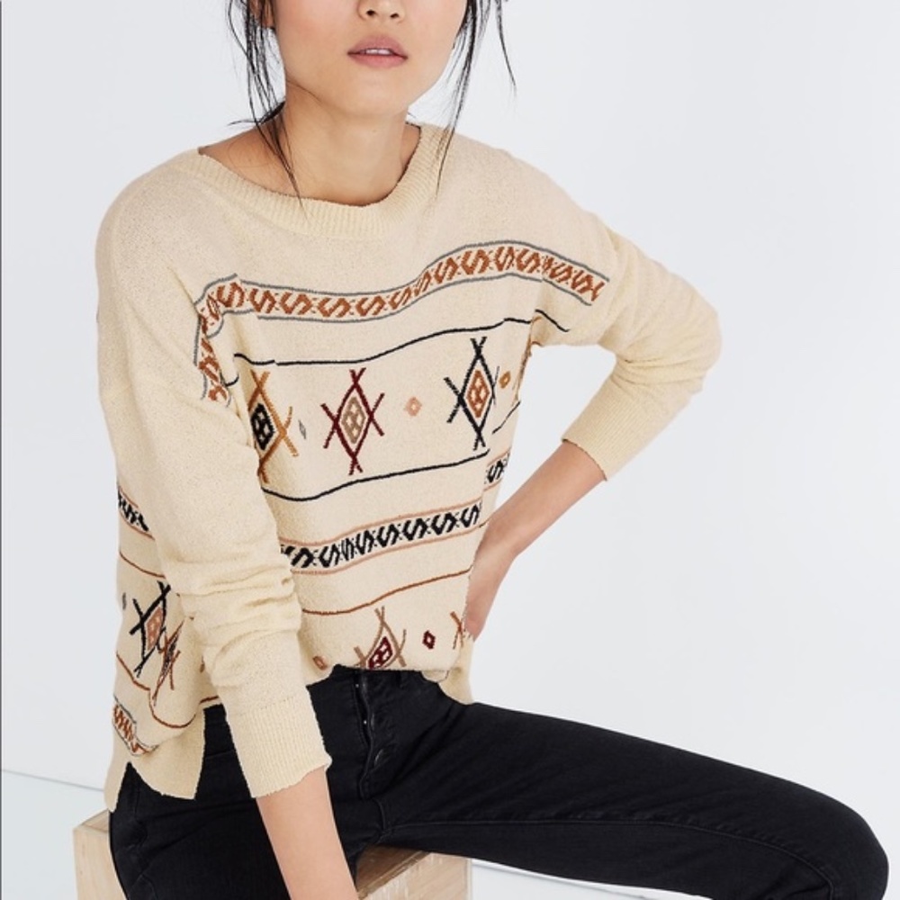 NWOT Madewell Embroidered Reseda Pullover Sweater | XS